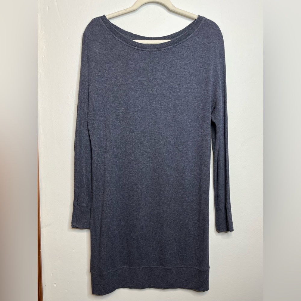 Lou & Grey Cozy Signaturesoft Blue Grey Long Sleeve Knee Length Dress VGUC S